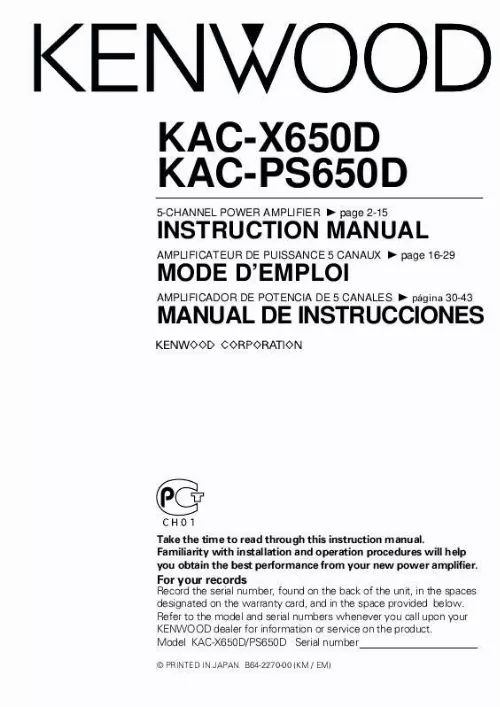 Mode d'emploi KENWOOD KAC-X650D