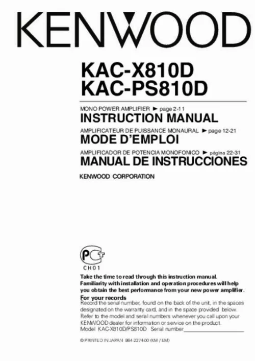 Mode d'emploi KENWOOD KAC-X810D