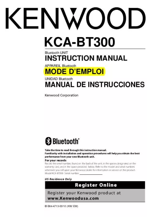 Mode d'emploi KENWOOD KCA-BT300