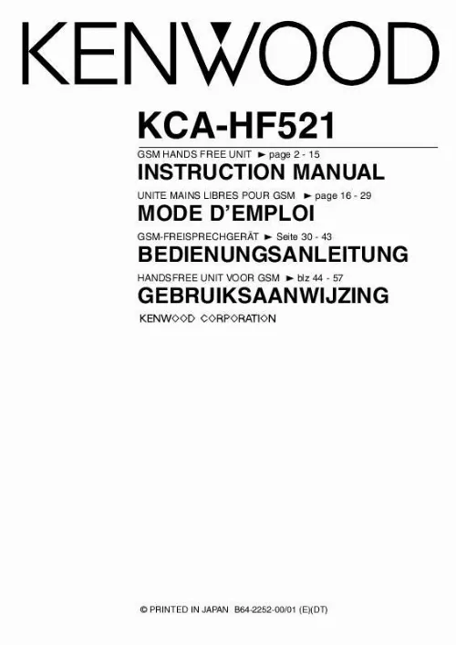 Mode d'emploi KENWOOD KCA-HF521