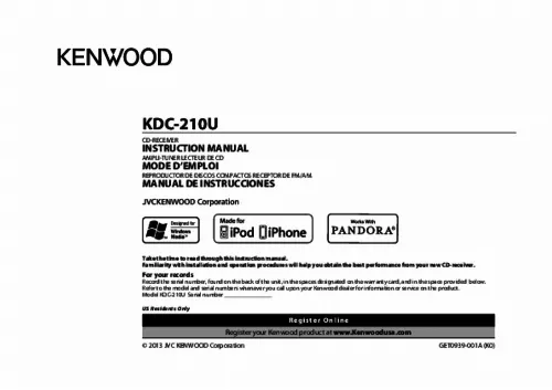 Mode d'emploi KENWOOD KDC-210UI