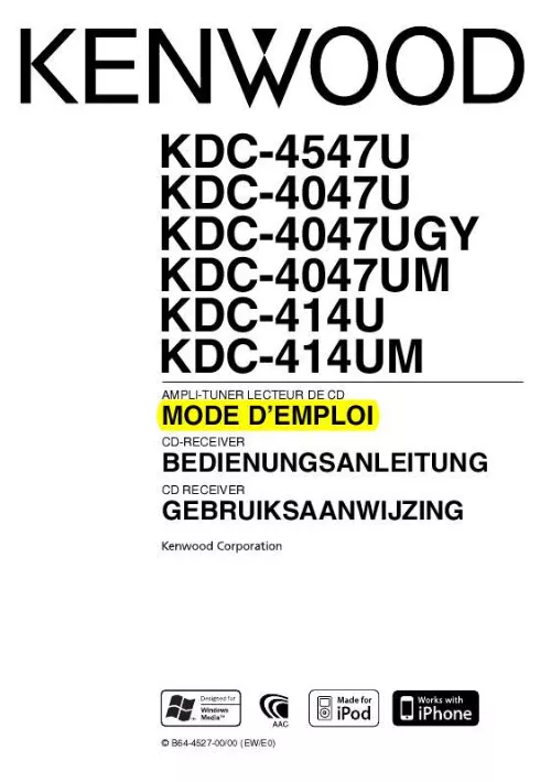 Mode d'emploi KENWOOD KDC-4047UGY