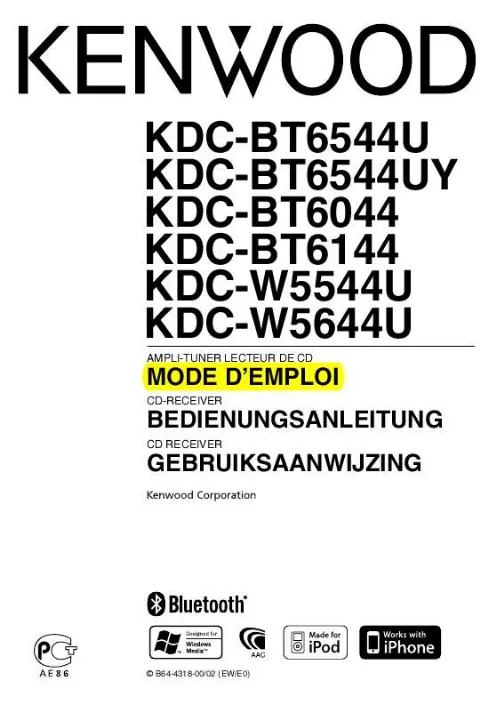 Mode d'emploi KENWOOD KDC-BT6144