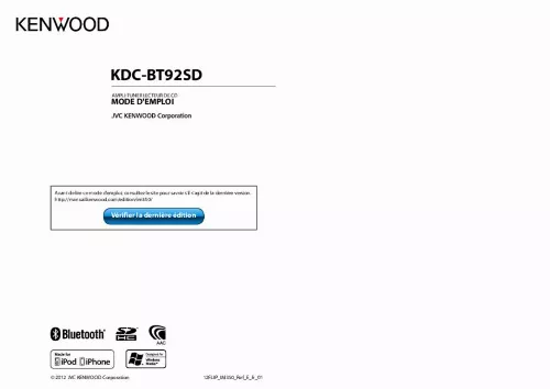 Mode d'emploi KENWOOD KDC-BT92SD