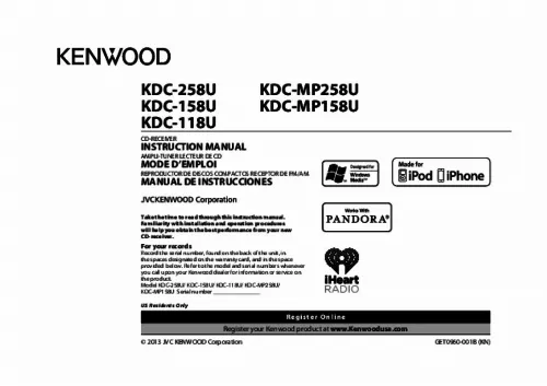 Mode d'emploi KENWOOD KDC-MP158U