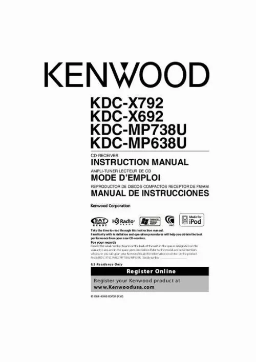 Mode d'emploi KENWOOD KDC-MP738U