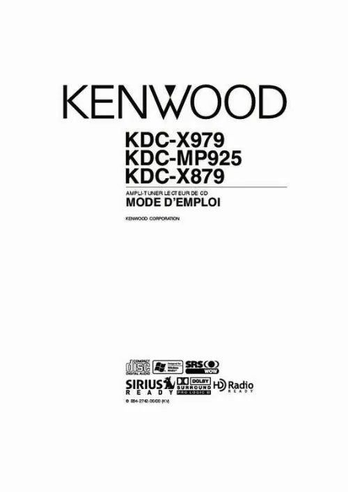 Mode d'emploi KENWOOD KDC-MP925