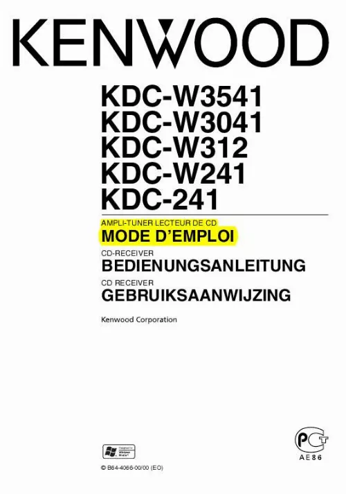 Mode d'emploi KENWOOD KDC-W3541A
