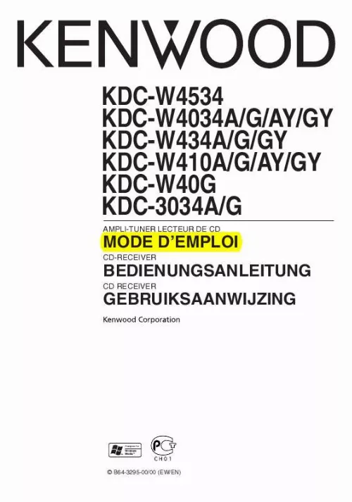 Mode d'emploi KENWOOD KDC-W410A