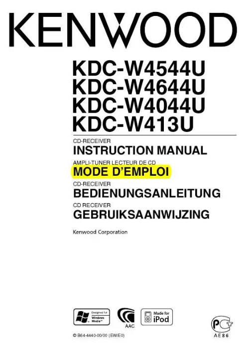 Mode d'emploi KENWOOD KDC-W4544U