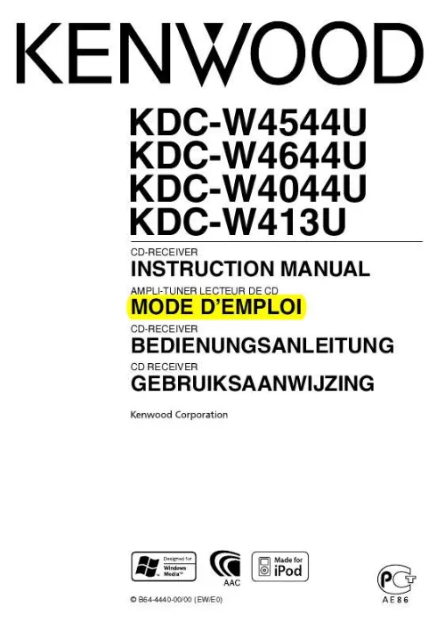 Mode d'emploi KENWOOD KDC-W4644U