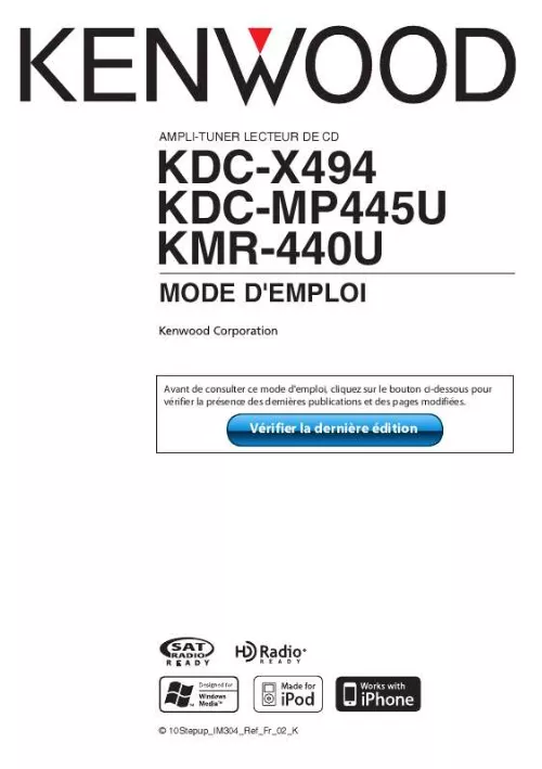 Mode d'emploi KENWOOD KDC-X494