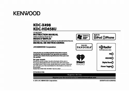 Mode d'emploi KENWOOD KDC-X498