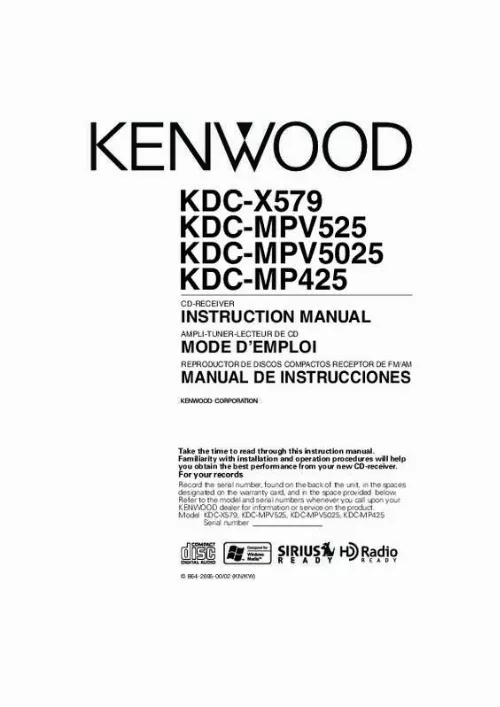 Mode d'emploi KENWOOD KDC-X579