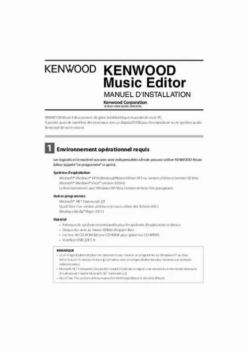 Mode d'emploi KENWOOD KDC-X8006U