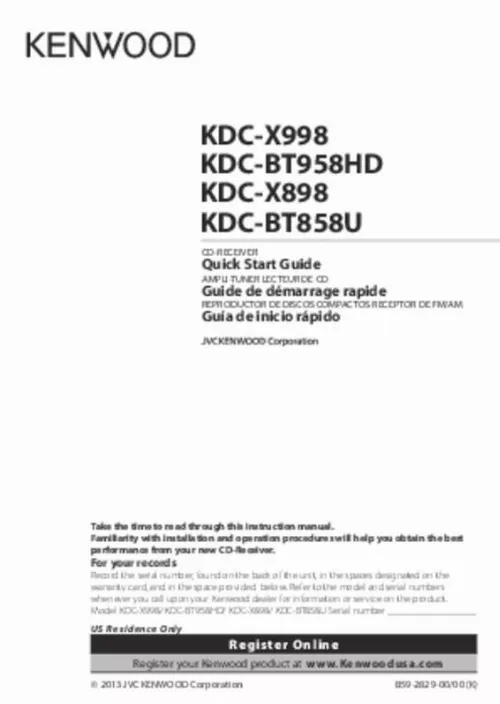 Mode d'emploi KENWOOD KDC-X898