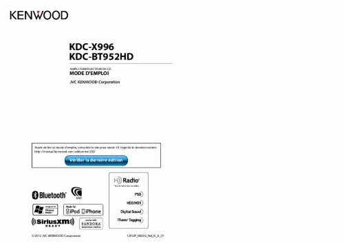 Mode d'emploi KENWOOD KDC-X996