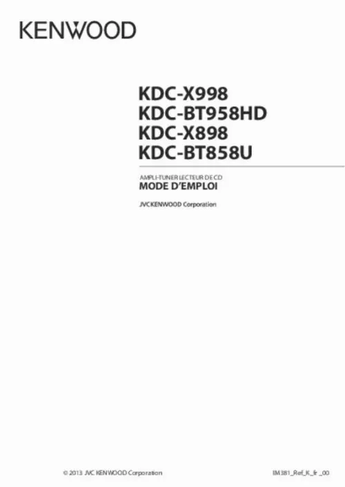 Mode d'emploi KENWOOD KDC-X998