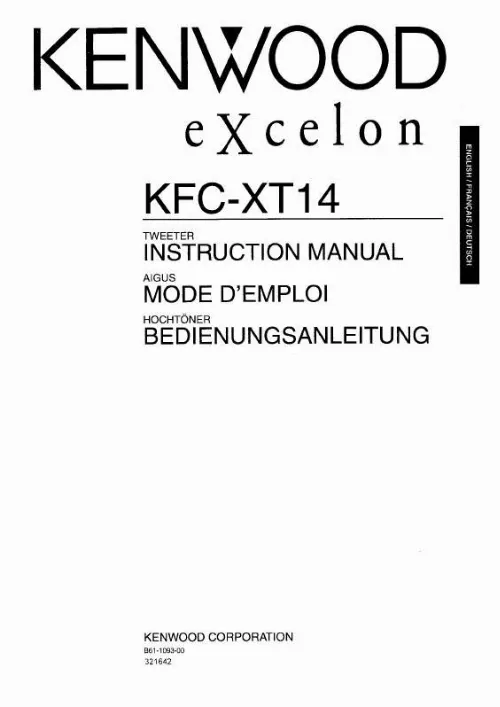 Mode d'emploi KENWOOD KFC-XT14