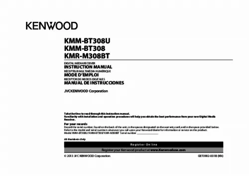 Mode d'emploi KENWOOD KMR-M308BT