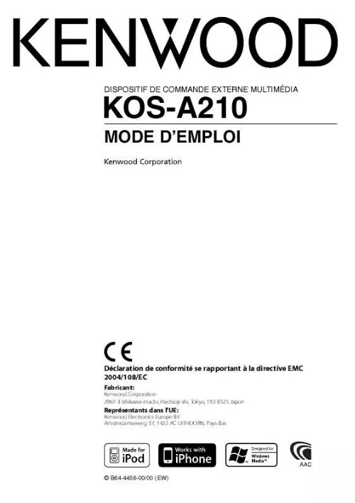 Mode d'emploi KENWOOD KOS-A210