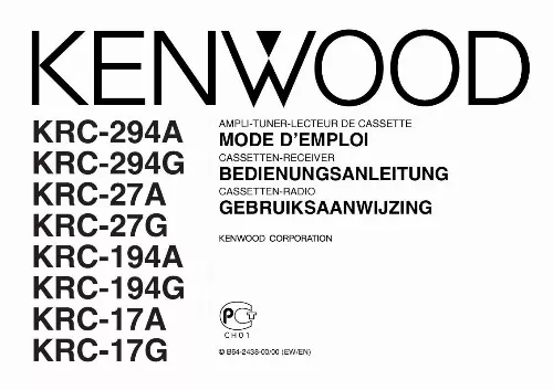 Mode d'emploi KENWOOD KRC-294A