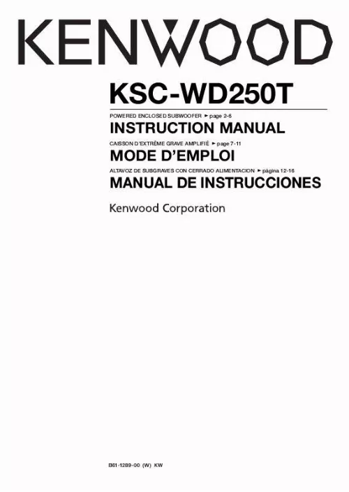 Mode d'emploi KENWOOD KSC-WD250T