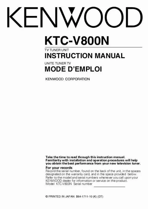 Mode d'emploi KENWOOD KTC-V800N