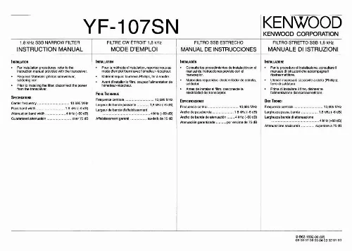 Mode d'emploi KENWOOD YF-107SN