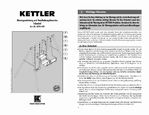 Mode d'emploi KETTLER SCHAUKEL 8396-400