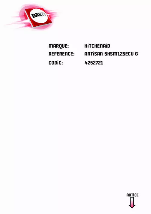 Mode d'emploi KITCHENAID 5KHB1231EOB