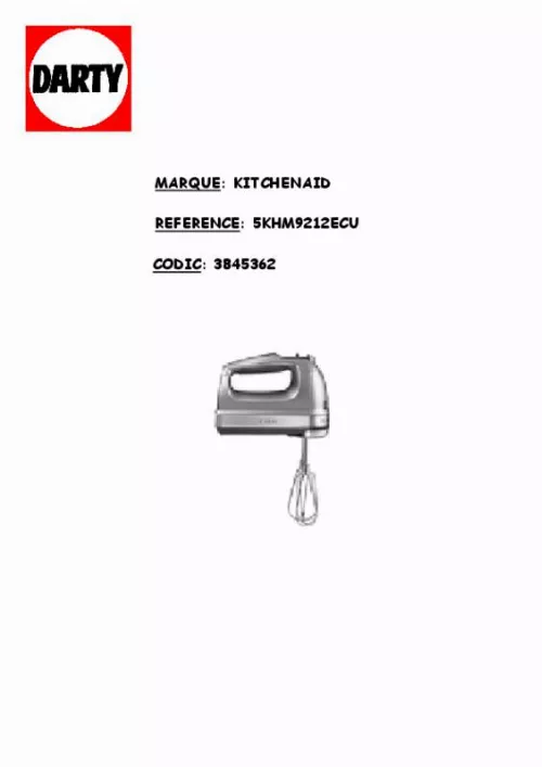 Mode d'emploi KITCHENAID 5KHM9212ECU