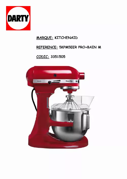 Mode d'emploi KITCHENAID 5KPM5EER