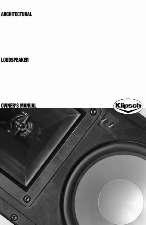 Mode d'emploi KLIPSCH R-1650-CSM