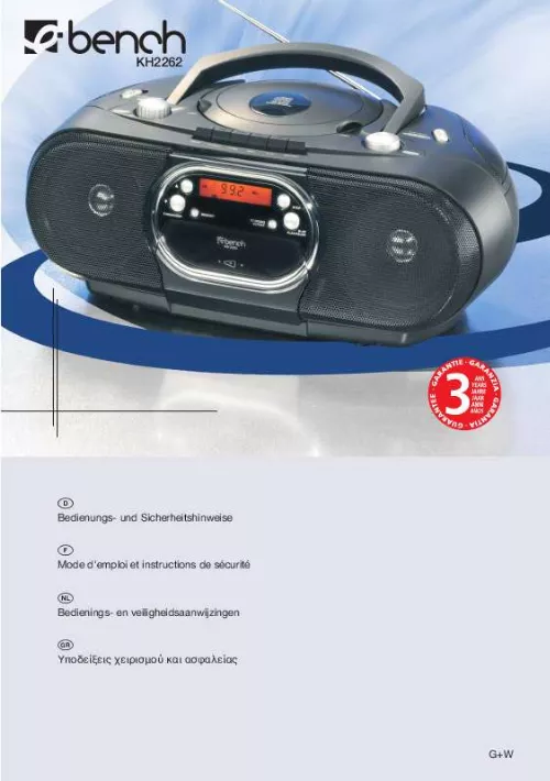 Mode d'emploi KOMPERNASS EBENCH KH 2262 RADIO MAGNETOPHONE AVEC LECTEUR CD