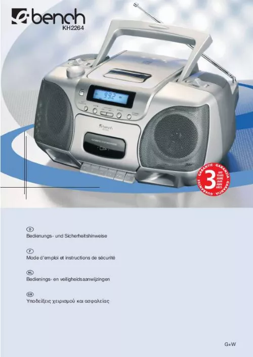 Mode d'emploi KOMPERNASS EBENCH KH 2264 RADIO MAGNETOPHONE AVEC LECTEUR CD