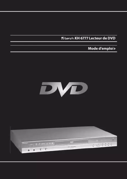 Mode d'emploi KOMPERNASS EBENCH KH 6777 LECTEUR DE DVD