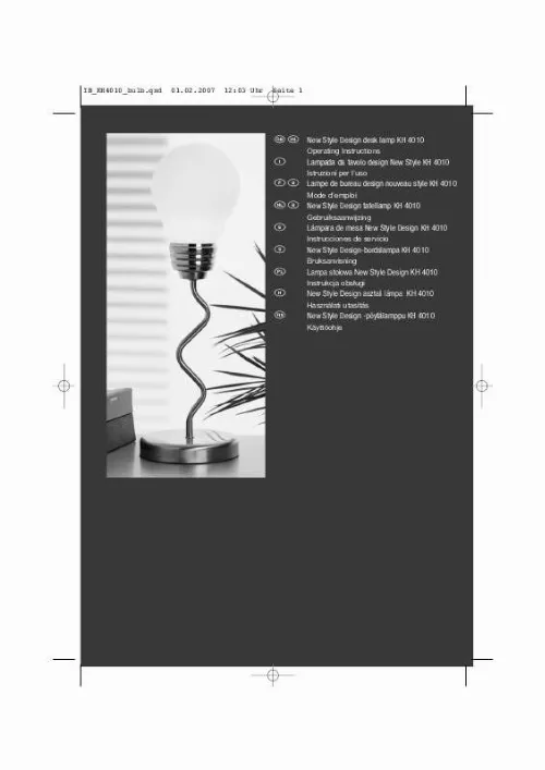 Mode d'emploi KOMPERNASS KH 4010 NEW STYLE DESIGN DESK LAMP