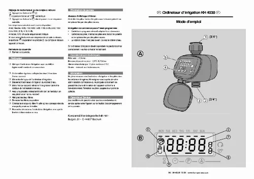 Mode d'emploi KOMPERNASS KH 4038 ORDINATEUR D-IRRIGATION