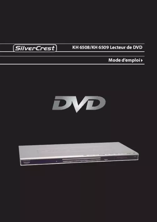 Mode d'emploi KOMPERNASS SILVERCREST KH 6508 LECTEUR DE DVD