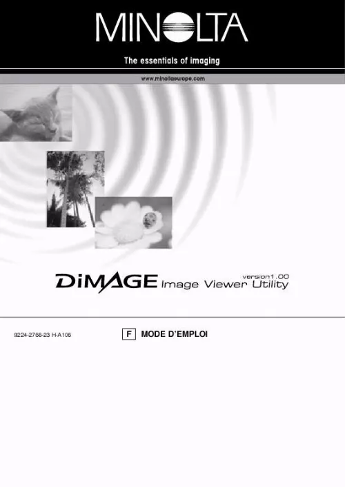 Mode d'emploi KONICA MINOLTA DIMAGE IMAGE VIEWER UTILITY 1.0 FOR DIMAGE 7&5