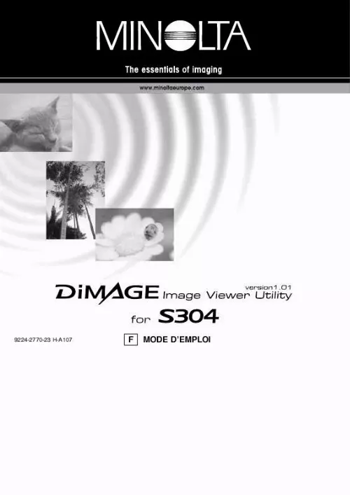 Mode d'emploi KONICA MINOLTA DIMAGE IMAGE VIEWER UTILITY FOR DIMAGE S304