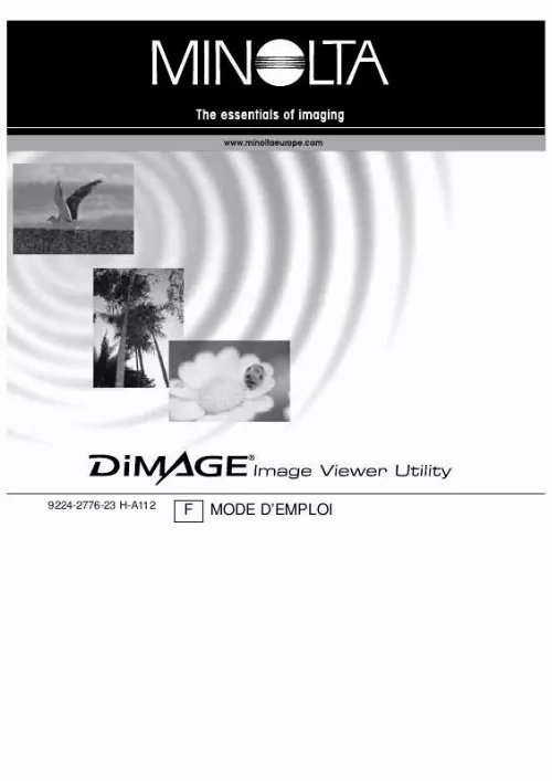 Mode d'emploi KONICA MINOLTA DIMAGE IMAGE VIEWER UTILITY FOR DIMAGE S404