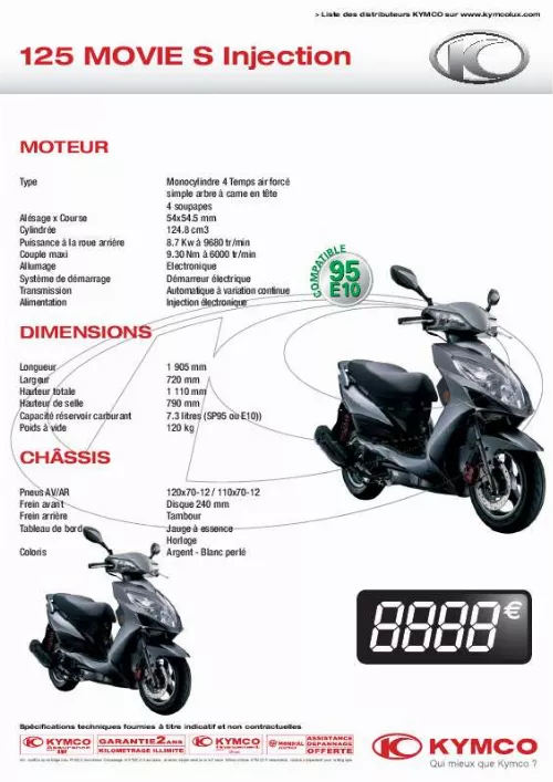 Mode d'emploi KYMCO 125 MOVIE S INJECTION