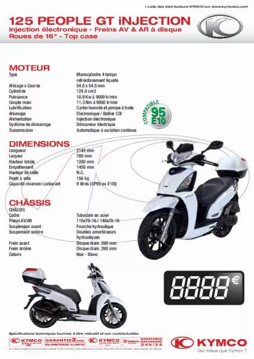 Mode d'emploi KYMCO 125 PEOPLE GT INJECTION