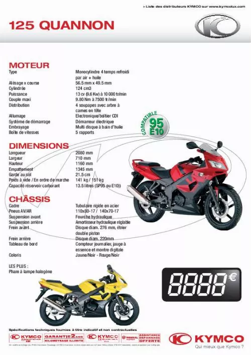 Mode d'emploi KYMCO 125 QUANNON