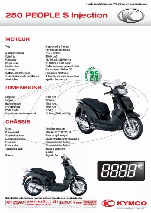 Mode d'emploi KYMCO 250 PEOPLE S INJECTION
