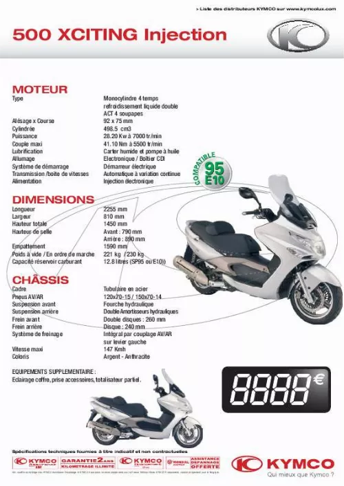 Mode d'emploi KYMCO 500 XCITING INJECTION