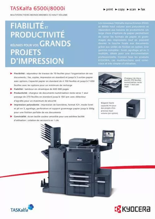 Mode d'emploi KYOCERA TASKALFA 6500I