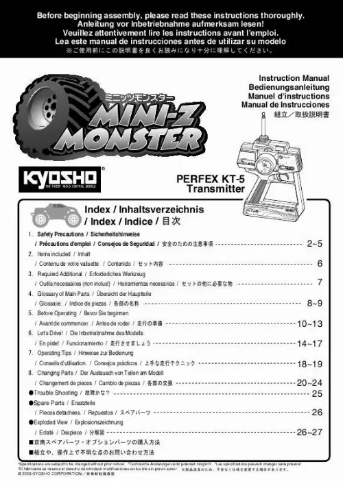 Mode d'emploi KYOSHO MINI-Z MONSTER